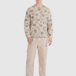 4F Bluza dresowa nierozpinana bez kaptura męska - beżowa