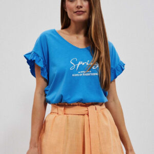 96a0576325575fcced7ed2b4ff7273ee558a67e1 Bluzka z napisem i falbaną na rękawie