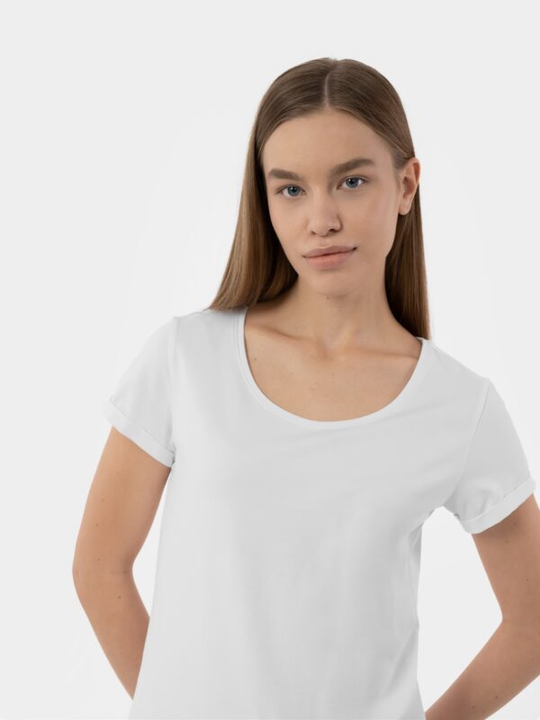 4F T-shirt regular gładki damski