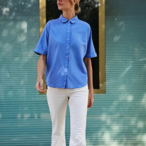 Bawełniano-lniana koszula niebieska