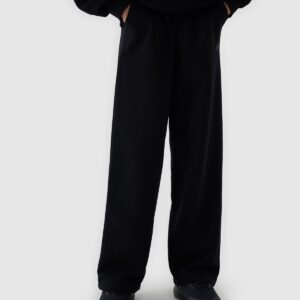 4F Spodnie dresowe z szerokimi nogawkami dziewczęce - czarne 122 (6-7 lat)