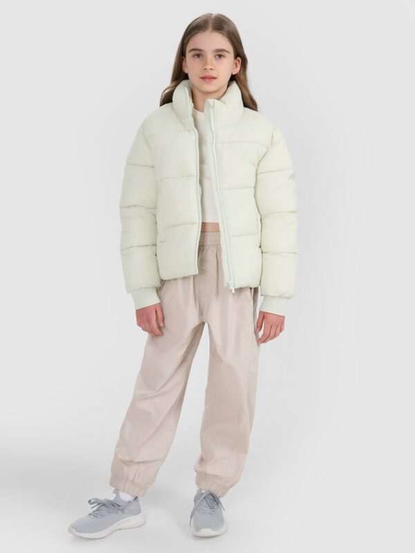 4F Kurtka puchowa z wypełnieniem syntetycznym dziewczęca - miętowa 152 (11-12 lat)