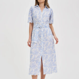 Bawełniana sukienka z paskiem biała