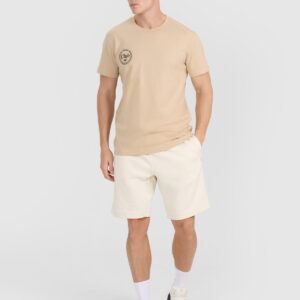 4F T-shirt regular z nadrukiem męski - brązowy