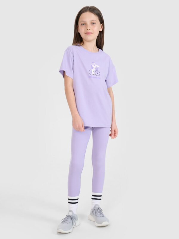 4F T-shirt regular z nadrukiem dziewczęcy - fioletowy 146 (10-11 lat)