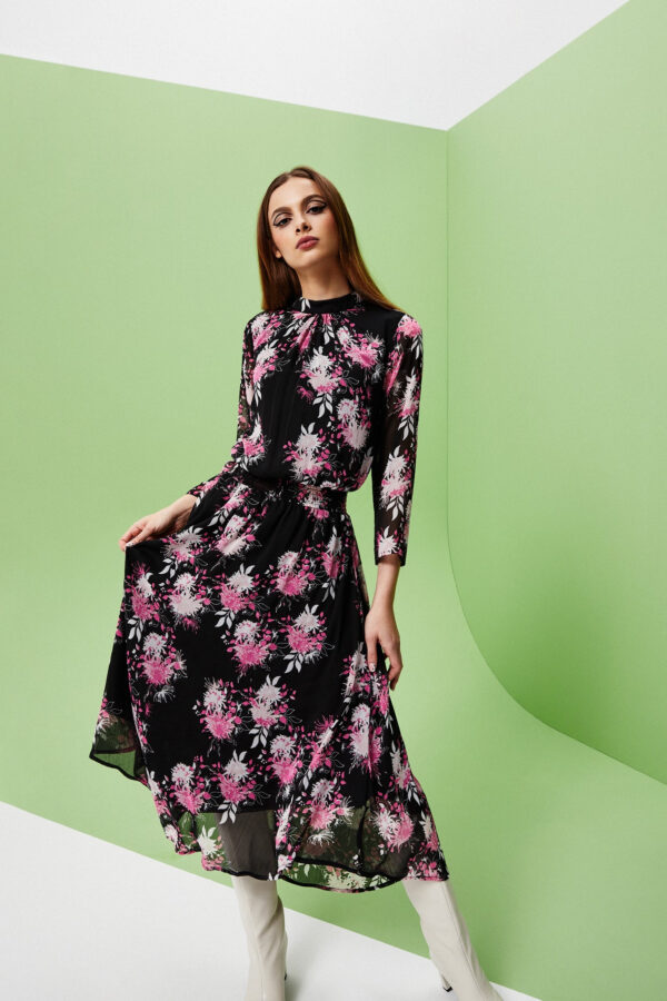 Szyfonowa sukienka z nadrukie