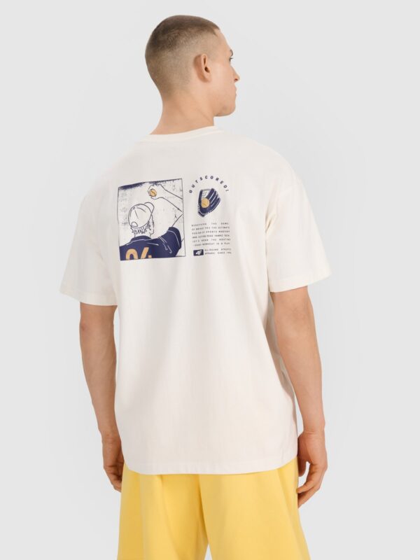 4F T-shirt oversize z nadrukiem męski - białe