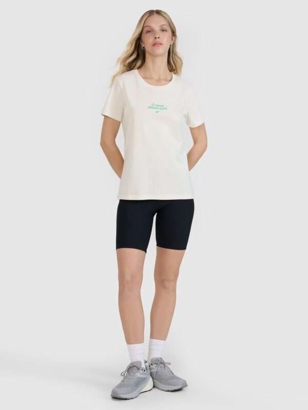 988f90ad2168b6471c76791d7aa5c179ae98e752 4F T-shirt regular z nadrukiem damski - biały