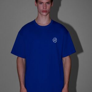 4F T-shirt oversize z nadrukiem męski - niebieski