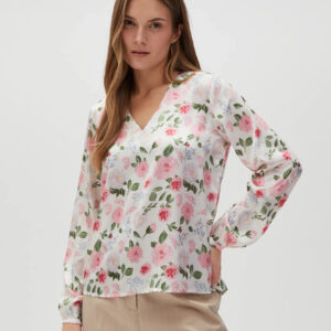 98e39e3d6ba056341da4f7171672b75bfe28bbbf Koszula w kwiaty z dekoltem w serek biała