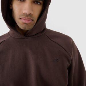 4F Bluza dresowa nierozpinana z kapturem uniseks - brązowa