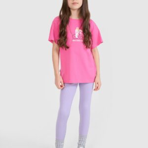 99263ce5b8c7a49aa8d66cf042a55f5cf1064533 4F T-shirt regular z nadrukiem dziewczęcy - różowy 158 (12-13 lat)