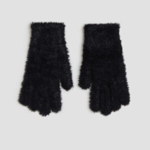 Futrzane rękawiczki czarne