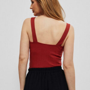9b56a15888bcef5bb02893ba285f21ba963d9fbd Prążkowany top na szerokich ramiączkach rubinowy