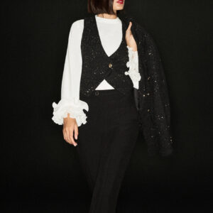 Kamizelka z ozdobym guzikiem czarna