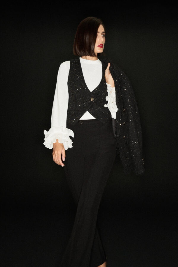 Kamizelka z ozdobym guzikiem czarna