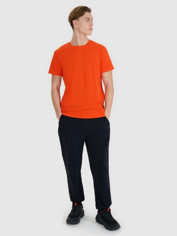 4F T-shirt regular ze strukturalnej dzianiny męski - pomarańczowy