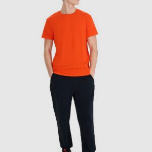 4F T-shirt regular ze strukturalnej dzianiny męski - pomarańczowy