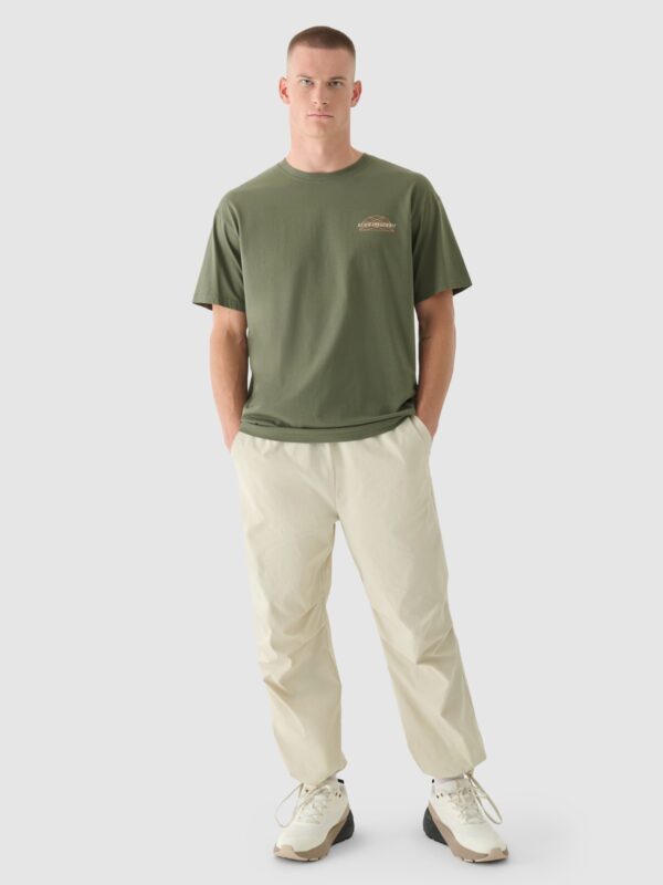 9c1dbe5361ad84b6b53c50498fbcb01266521307 4F T-shirt oversize z nadrukiem męski - khaki