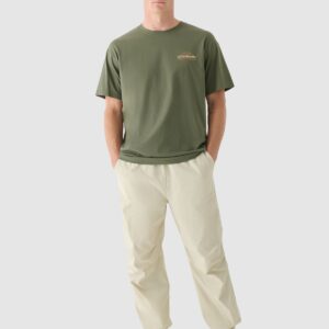 4F T-shirt oversize z nadrukiem męski - khaki