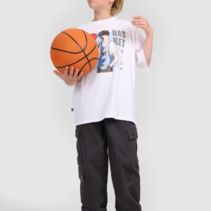 4F T-shirt oversize z nadrukiem chłopięcy - biały 122 (6-7 lat)