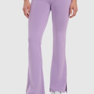 4F Legginsy z rozszerzanymi nogawkami damskie - fioletowe