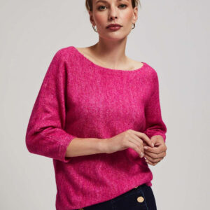Sweter z rękawem 3/4 fuksjowy