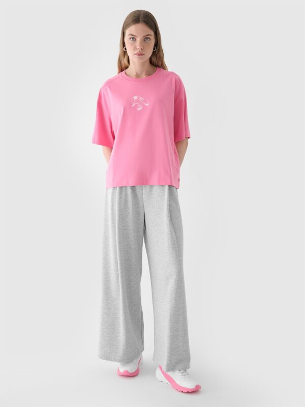 4F T-shirt oversize z nadrukiem damski - różowy