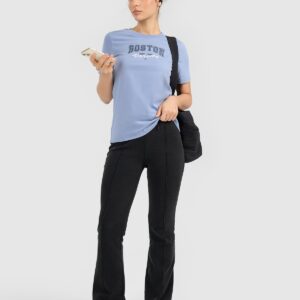 4F T-shirt regular z nadrukiem damski - niebieski