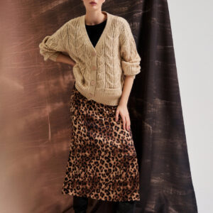 Kardigan z dekoltem w serek beżowy