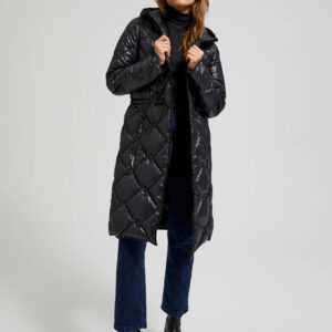 Pikowana kurtka ze ściągaczem czarna