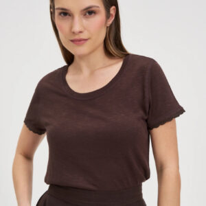 Bluzka z krótkimi rękawami brązowa