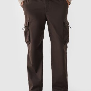 4F Spodnie casual parachute cargo męskie - brązowe
