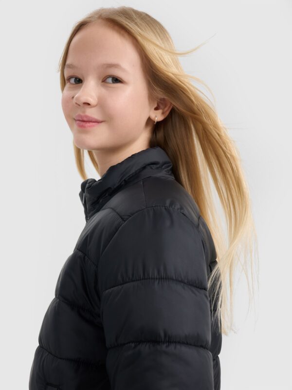 4F Kurtka puchowa z wypełnieniem syntetycznym dziewczęca - czarna 146 (10-11 lat)
