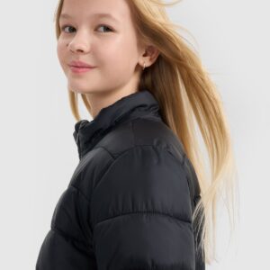 4F Kurtka puchowa z wypełnieniem syntetycznym dziewczęca - czarna 146 (10-11 lat)