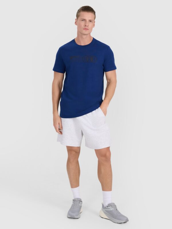 4F T-shirt regular z nadrukiem męski - granatowy