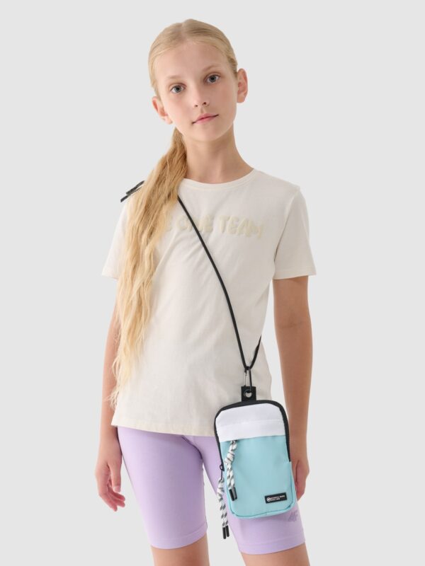 4F T-shirt z nadrukiem dziewczęcy - beżowy 122 (6-7 lat)