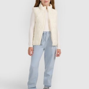 4F Bezrękawnik puchowy z wypełnieniem syntetycznym dziewczęcy - biały 164 (13-14 lat)