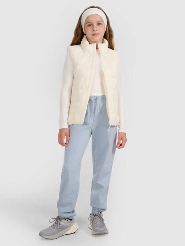 a1990b7f1f3e8bb1bab5d1a99a947a24cc2fcf33 4F Bezrękawnik puchowy z wypełnieniem syntetycznym dziewczęcy - biały 164 (13-14 lat)