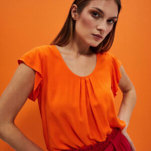 a1a749a5a9c66b1fc873190a4024f589b48c7fec Luźna koszula z krótkim rękawem pomarańczowa