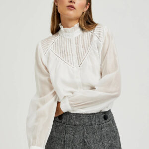 Bawełniana koszula z falbankami biała