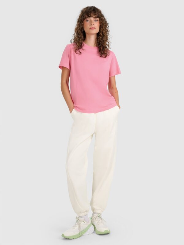 4F T-shirt regular gładki damski - różowy