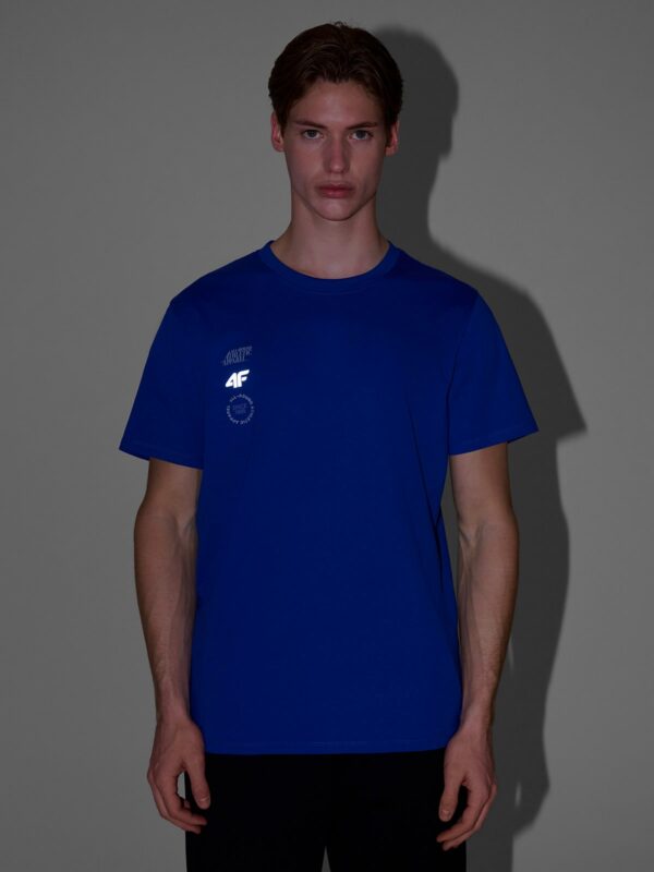 4F T-shirt regular z nadrukiem męski - niebieski