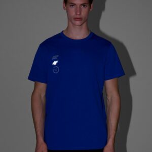 4F T-shirt regular z nadrukiem męski - niebieski