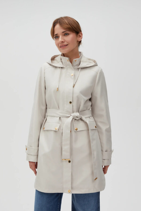 Parka z kapturem beżowa