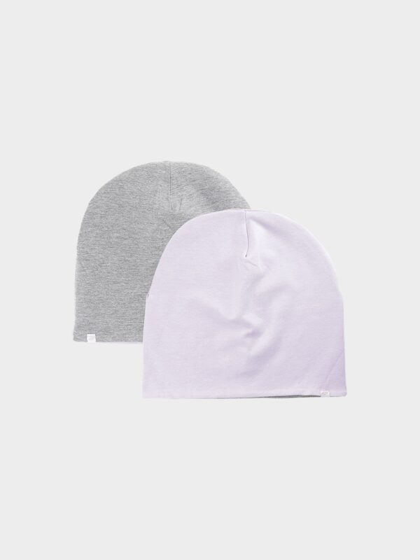 4F Czapka beanie dwustronna dziecięca - fioletowa