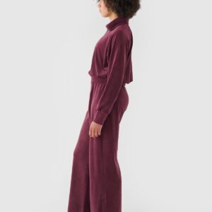 4F Spodnie dresowe z weluru z szerokimi nogawkami damskie - czerwone