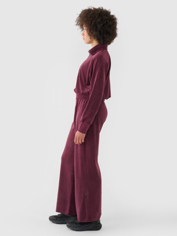 a391f386a4bdace79eef08d288cf14a7adb4665d 4F Spodnie dresowe z weluru z szerokimi nogawkami damskie - czerwone