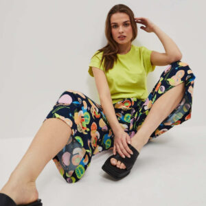 Wzorzyste spodnie kuloty perłowe