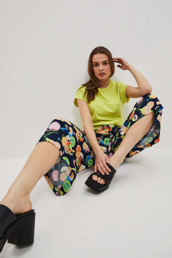 Wzorzyste spodnie kuloty perłowe